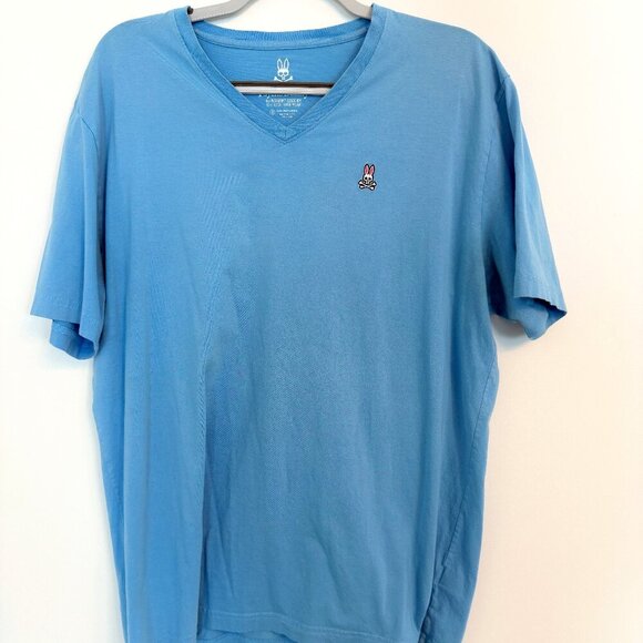 👕 Psycho Bunny Light Blue V-Neck Tee (Size XL) - Picture 1 of 4